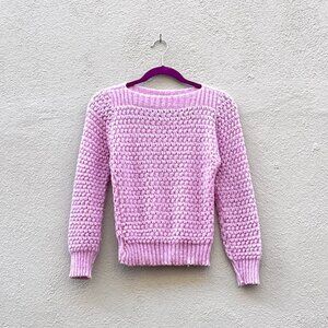 Vintage 70s Women's Jacques Simon New York Lavender Boatneck Sweater Small